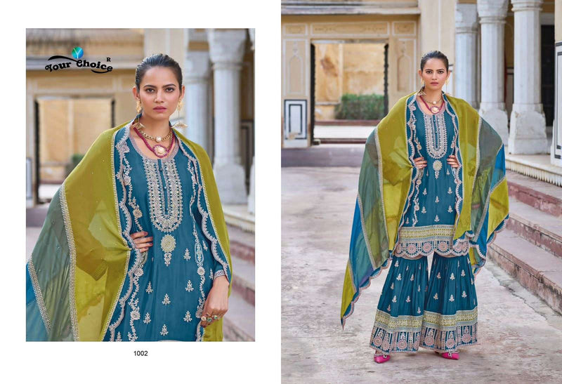 Your Choice Aroma Chinon Heavy Designer Party Wear Stiched Suit