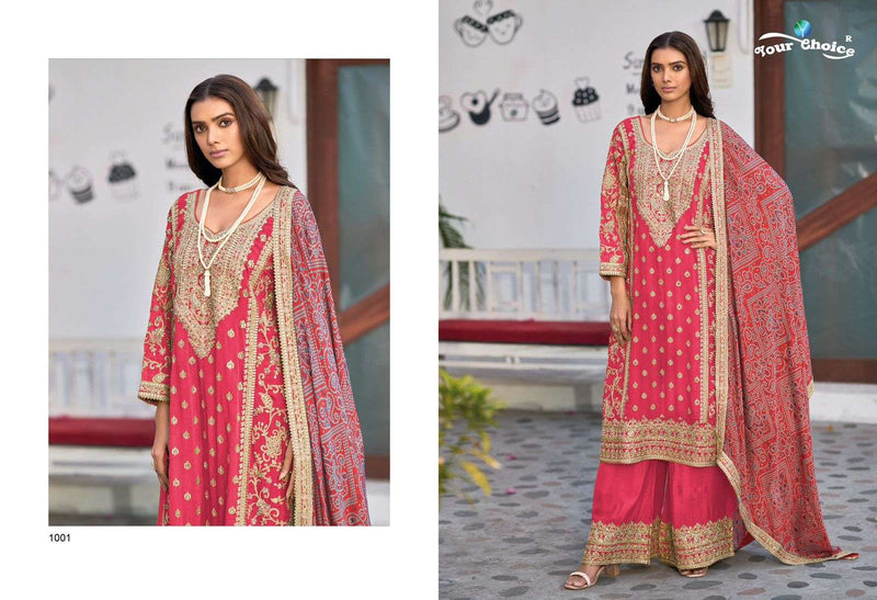Your Choice Bandhej Chinon Heavy Designer Sharara Suit For Party Wear
