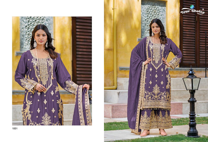Your Choice Farah Chinon Heavy Designer Wedding Wear Suit Collection