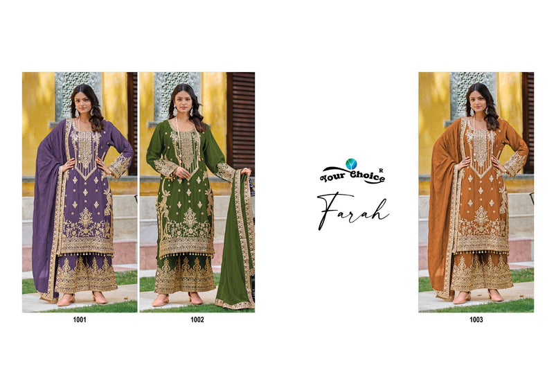 Your Choice Farah Chinon Heavy Designer Wedding Wear Suit Collection