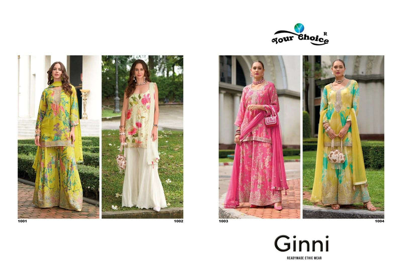 Your Choice Ginni Chinon Heavy Designer Wedding Wear Kurti Sharara Dupatta Set