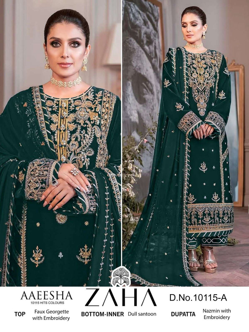Zaha Aaeesha 10115 Hits Colours Fantastic Designer Pakistani Salwar Kameez Collection