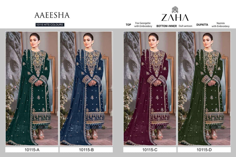 Zaha Aaeesha 10115 Hits Colours Fantastic Designer Pakistani Salwar Kameez Collection