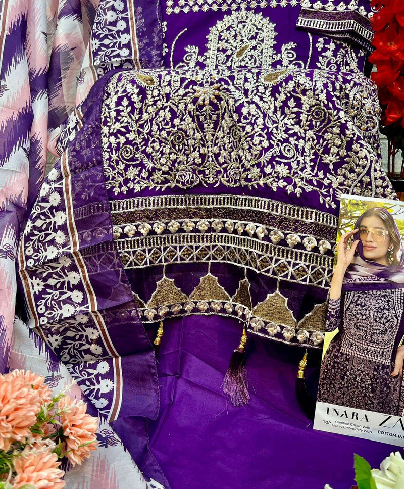 Zaha Inara Vol 1 Cotton Heavy Embroidery Designer Party Wear Salwar Suit