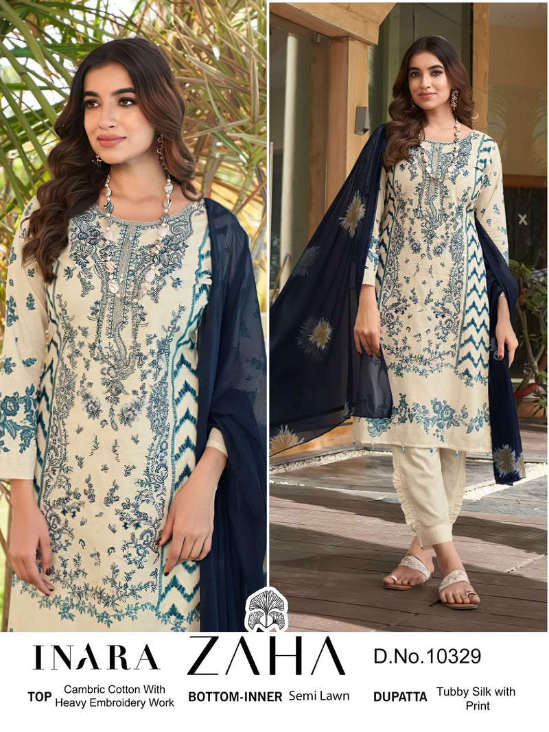 Zaha Inara Vol 1 Cotton Heavy Embroidery Designer Party Wear Salwar Suit