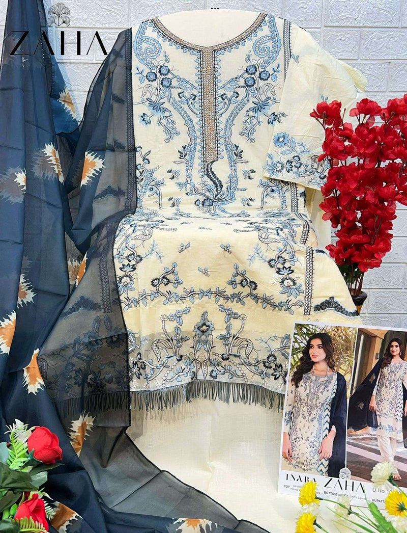 Zaha Inara Vol 1 Cotton Heavy Embroidery Designer Party Wear Salwar Suit