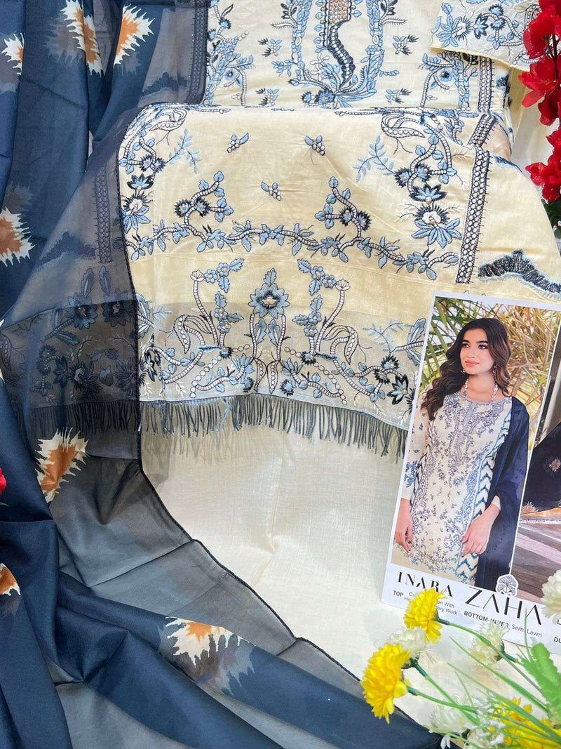Zaha Inara Vol 1 Cotton Heavy Embroidery Designer Party Wear Salwar Suit