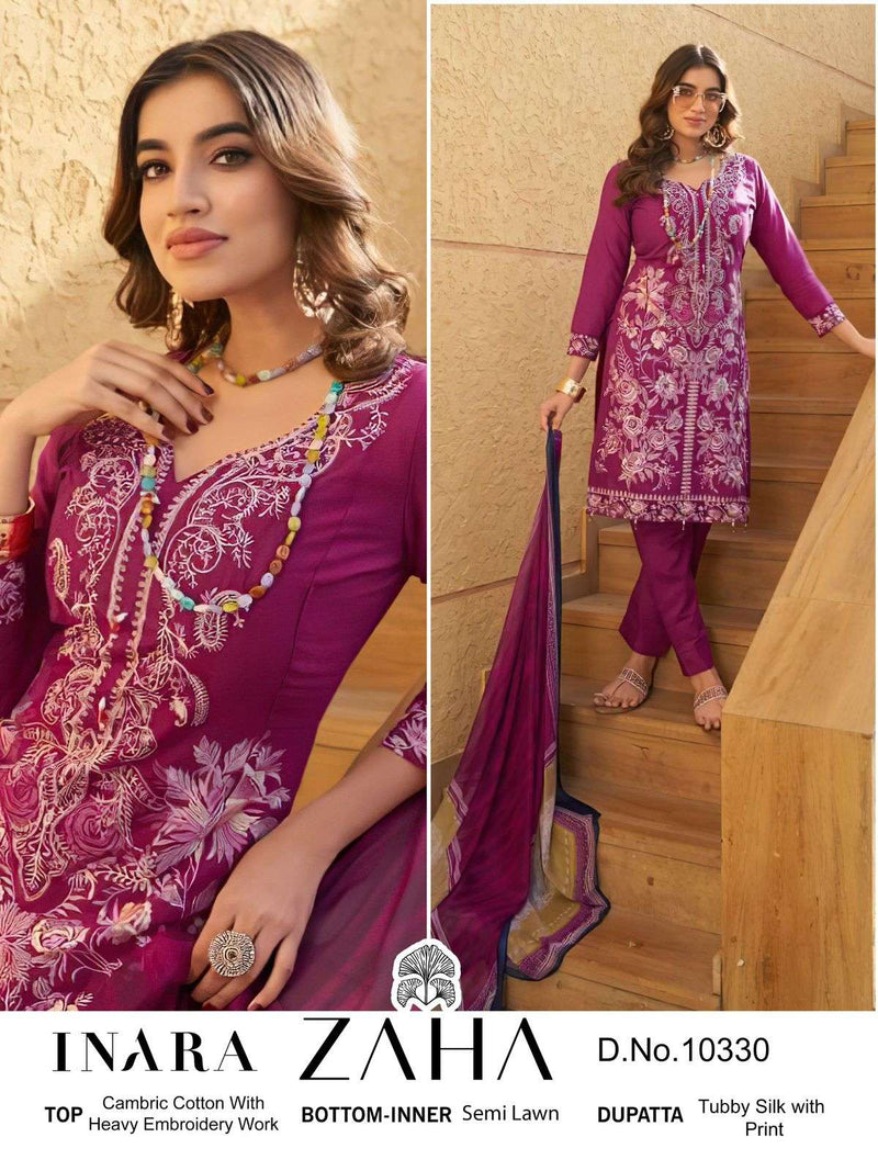 Zaha Inara Vol 1 Cotton Heavy Embroidery Designer Party Wear Salwar Suit