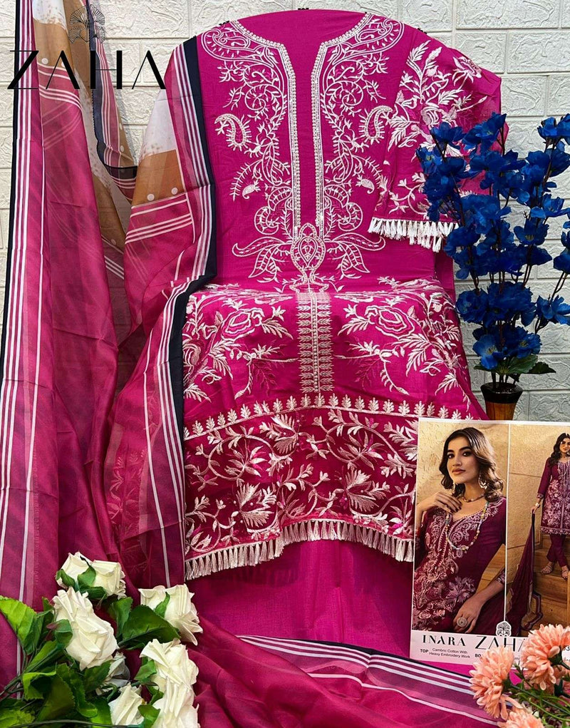 Zaha Inara Vol 1 Cotton Heavy Embroidery Designer Party Wear Salwar Suit
