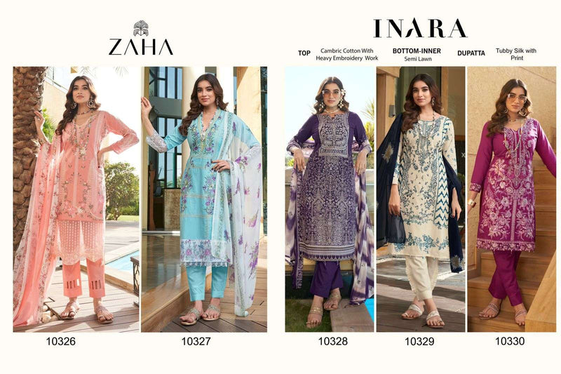 Zaha Inara Vol 1 Cotton Heavy Embroidery Designer Party Wear Salwar Suit
