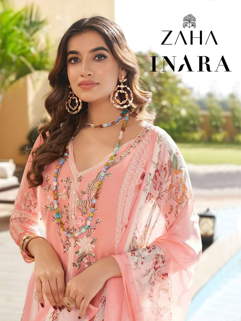 Zaha Inara Vol 1 Cotton Heavy Embroidery Designer Party Wear Salwar Suit