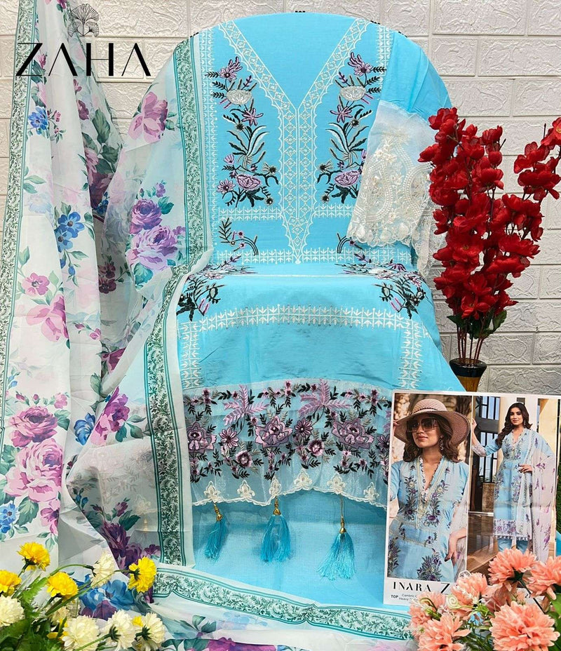 Zaha Inara Vol 1 Cotton Heavy Embroidery Designer Party Wear Salwar Suit