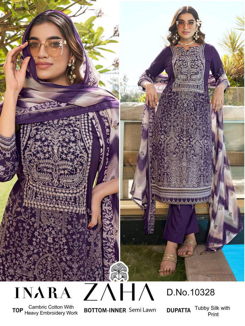 Zaha Inara Vol 1 Cotton Heavy Embroidery Designer Party Wear Salwar Suit
