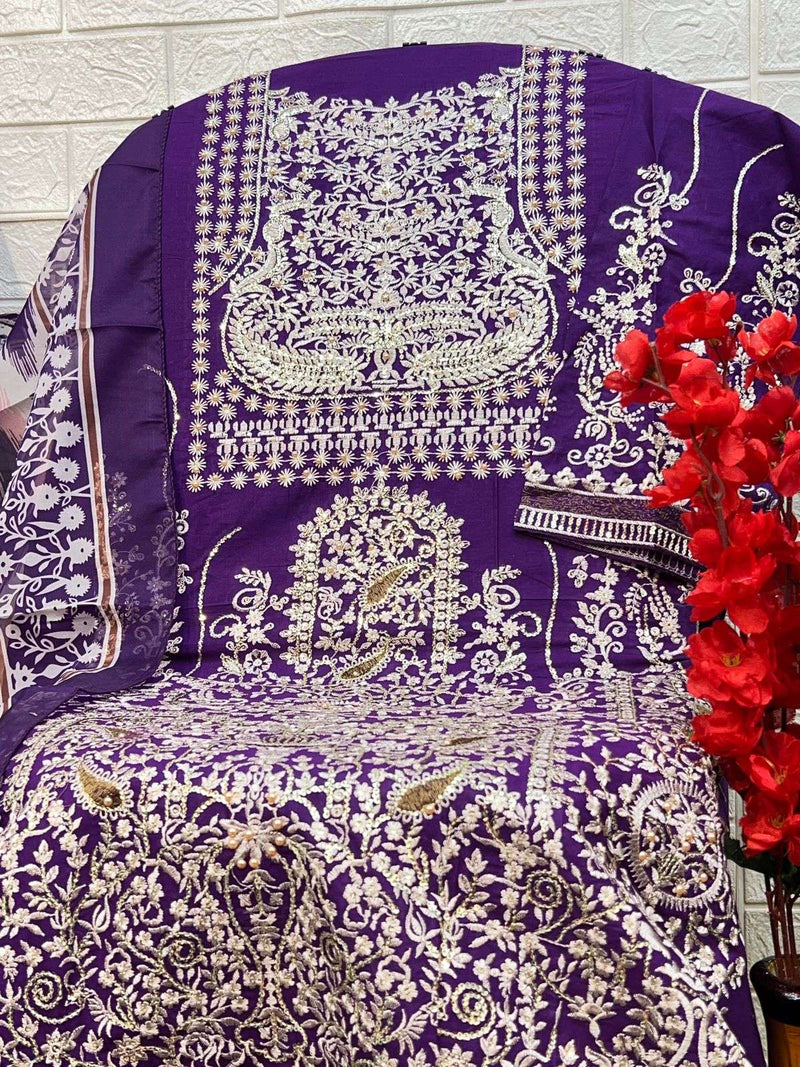 Zaha Inara Vol 1 Cotton Heavy Embroidery Designer Party Wear Salwar Suit