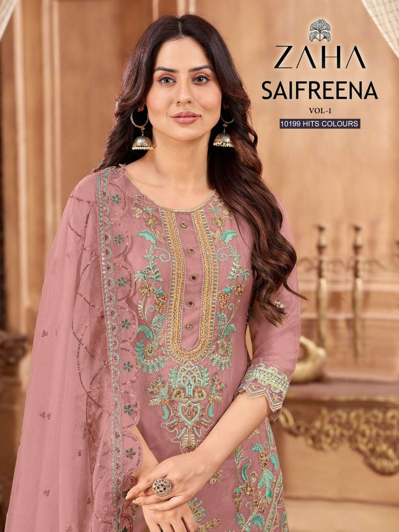Zaha Saifreena Vol 1 10199 Hits Colours Designer Work Pakistani Readymade Salwar Kameez
