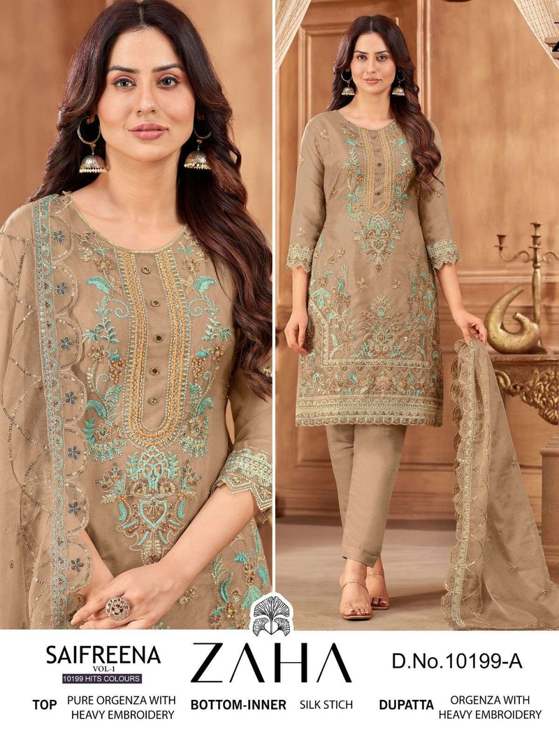 Zaha Saifreena Vol 1 10199 Hits Colours Designer Work Pakistani Readymade Salwar Kameez