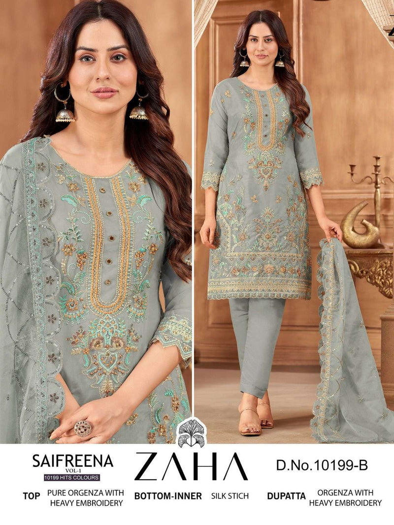 Zaha Saifreena Vol 1 10199 Hits Colours Designer Work Pakistani Readymade Salwar Kameez