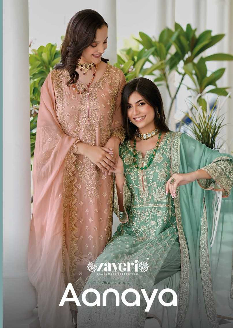 Zaveri Aanaya Organza Emboidery Work Heavy Designer Kurti Combo Set