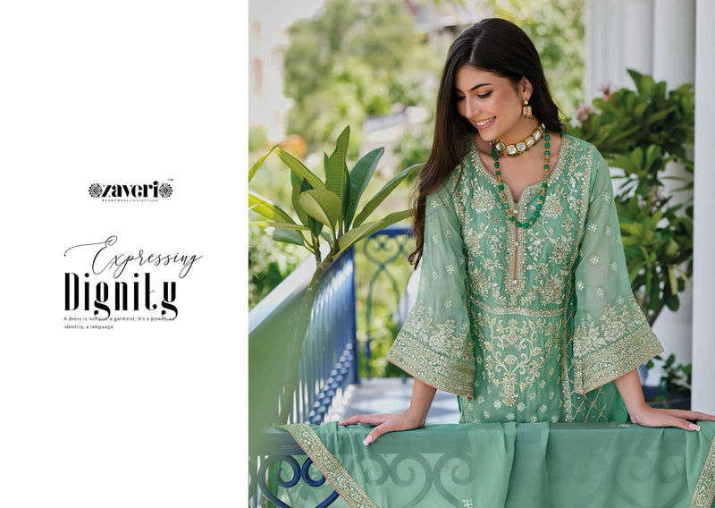 Zaveri Aanaya Organza Emboidery Work Heavy Designer Kurti Combo Set