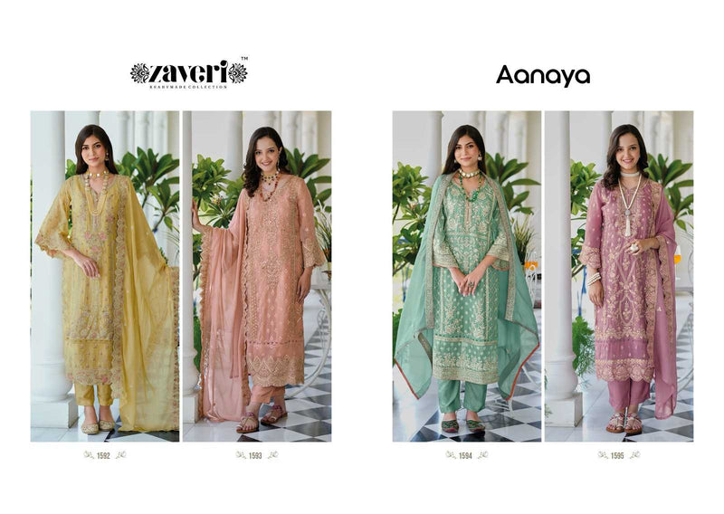 Zaveri Aanaya Organza Emboidery Work Heavy Designer Kurti Combo Set