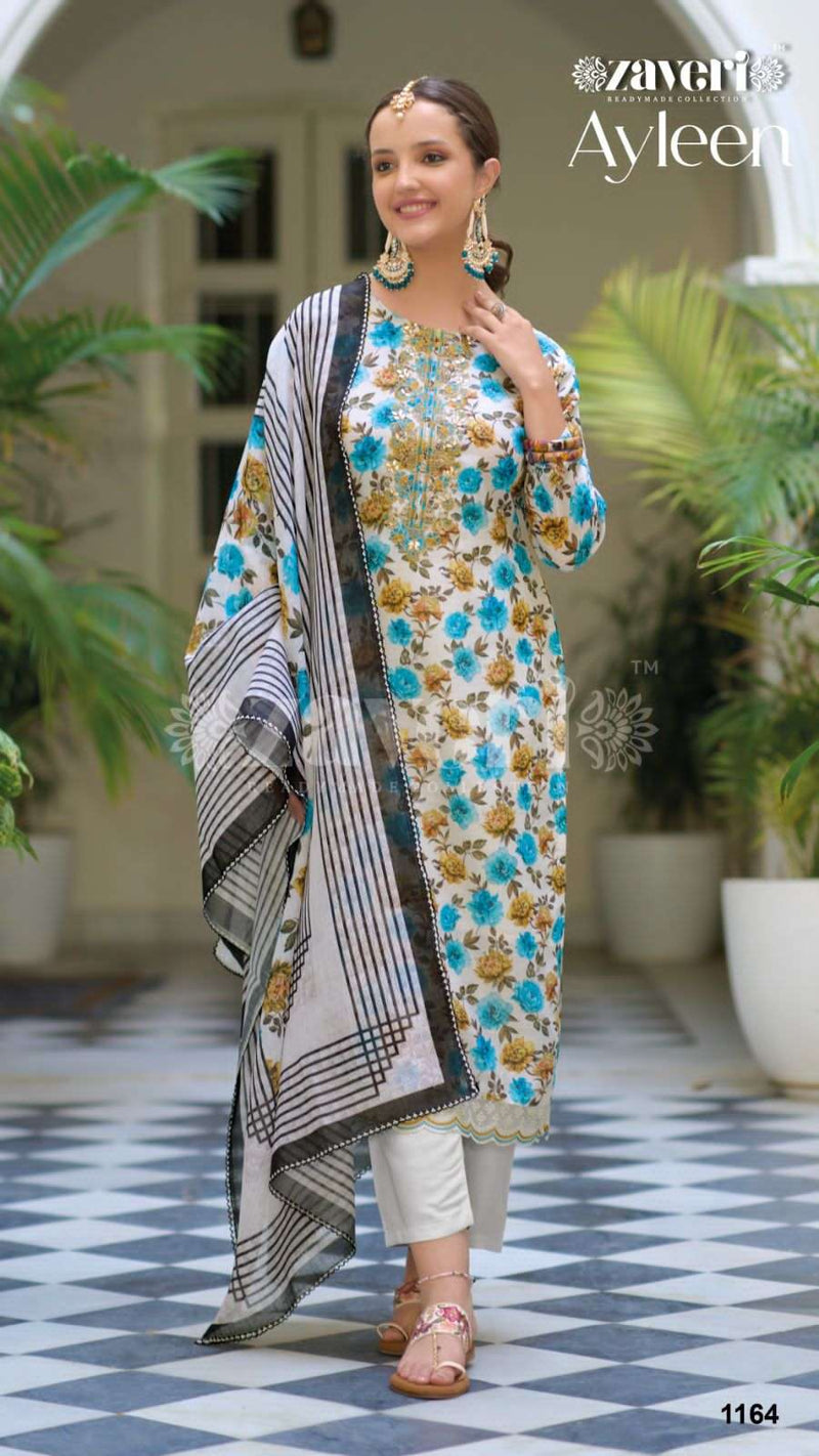 Zaveri Present Ayleen Amazing Embroidery Gota Patti Work Kurti With Pant And Dupatta