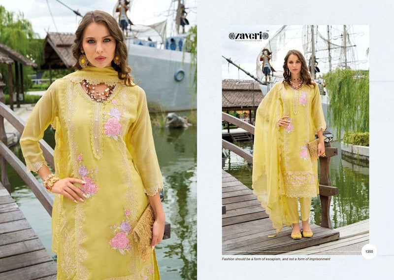 Zaveri Women Beauty Aanchal Organza Emboidery Work Stylish Designer Kurti Combo Set