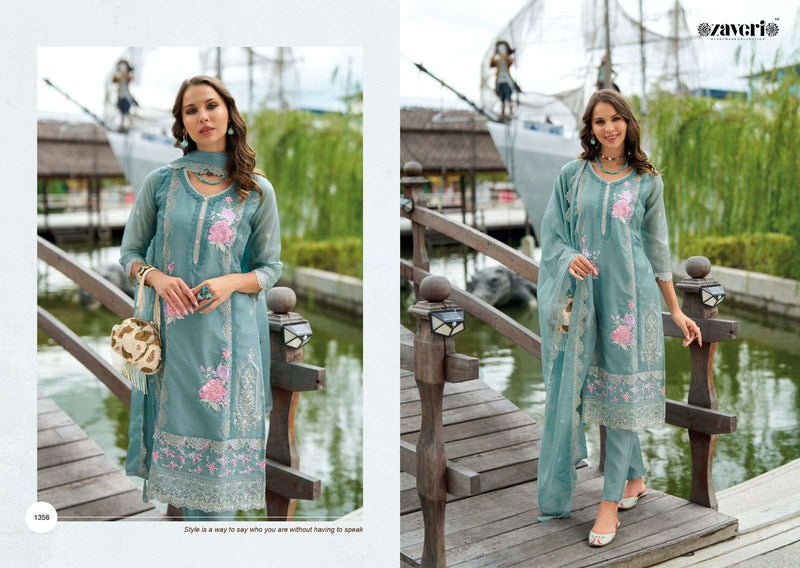 Zaveri Women Beauty Aanchal Organza Emboidery Work Stylish Designer Kurti Combo Set