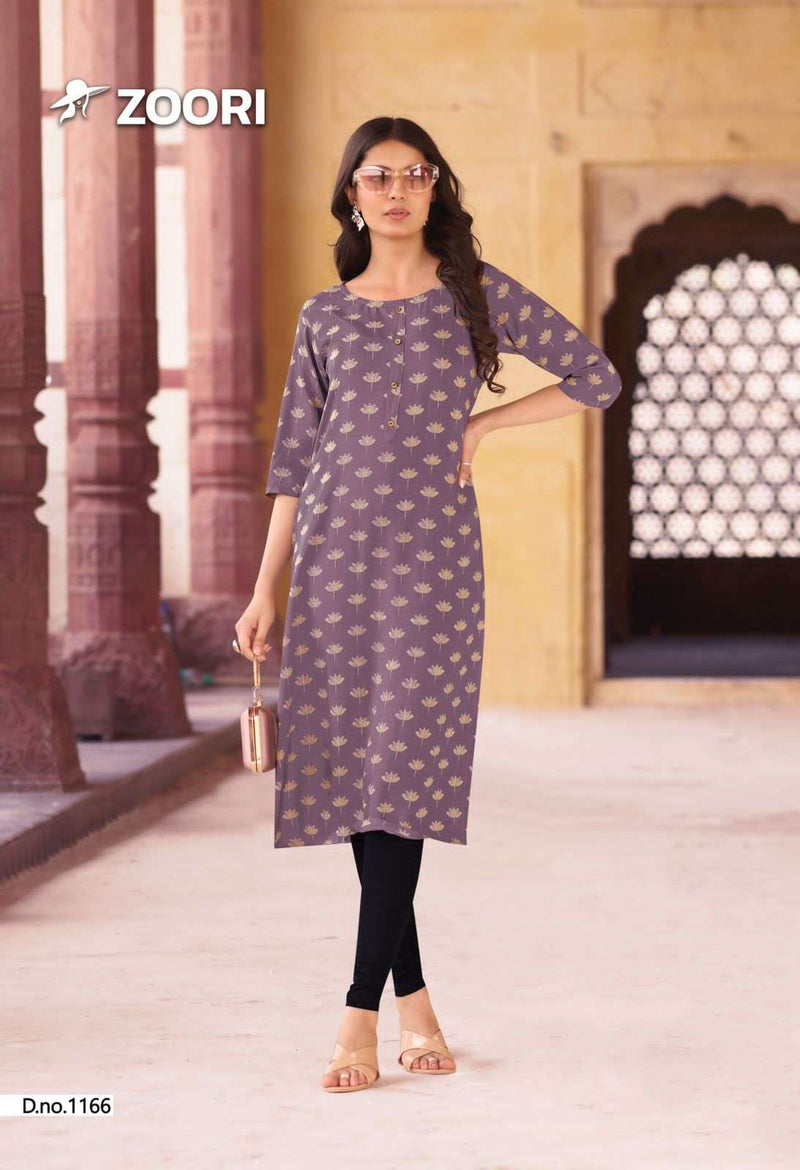 Zoori Akshara Vol 28 Rayon Print Fancy Straight Style Kurti For Daily Wear