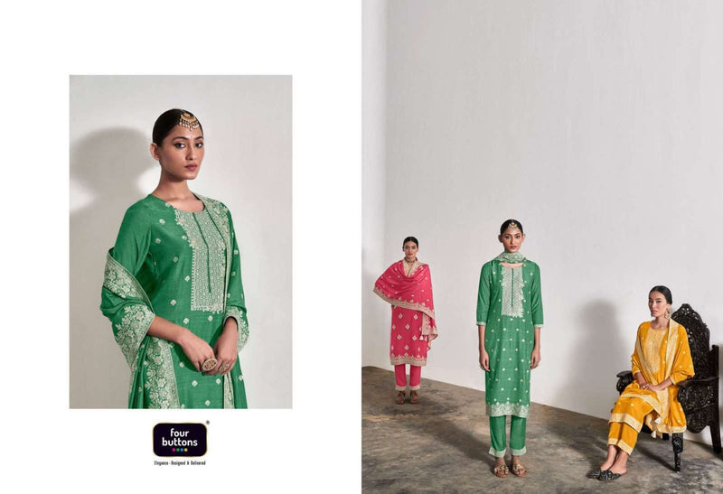 Four Buttons Zoya Vol 2 Pure Muslin Lakhnavi Jacquard Hand Work Salwar Kameez