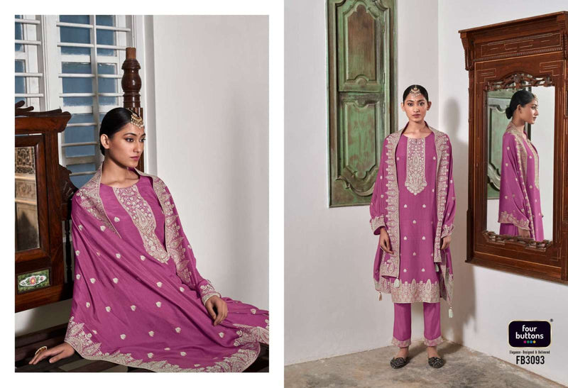 Four Buttons Zoya Vol 2 Pure Muslin Lakhnavi Jacquard Hand Work Salwar Kameez