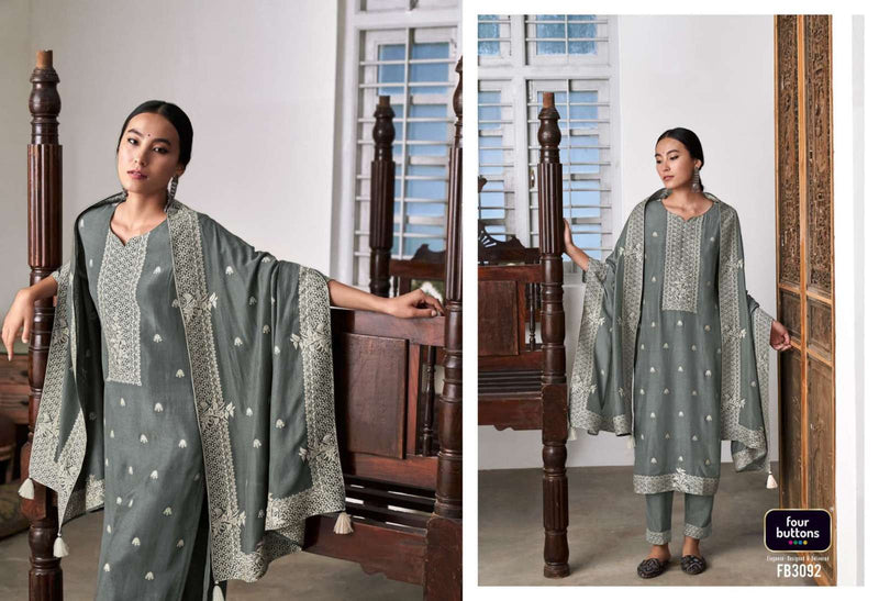 Four Buttons Zoya Vol 2 Pure Muslin Lakhnavi Jacquard Hand Work Salwar Kameez