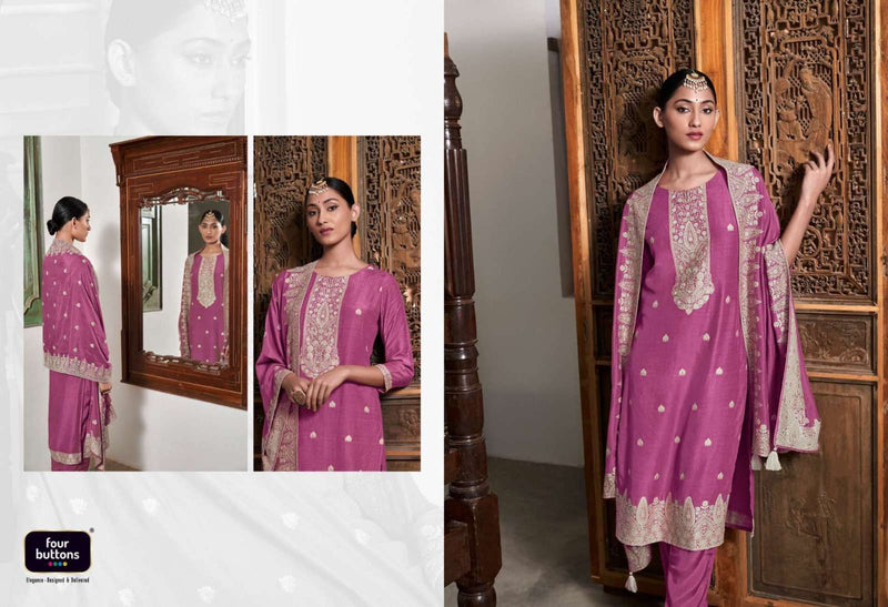 Four Buttons Zoya Vol 2 Pure Muslin Lakhnavi Jacquard Hand Work Salwar Kameez
