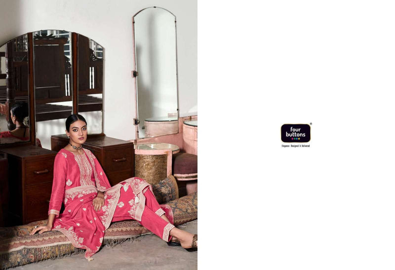 Four Buttons Zoya Vol 2 Pure Muslin Lakhnavi Jacquard Hand Work Salwar Kameez