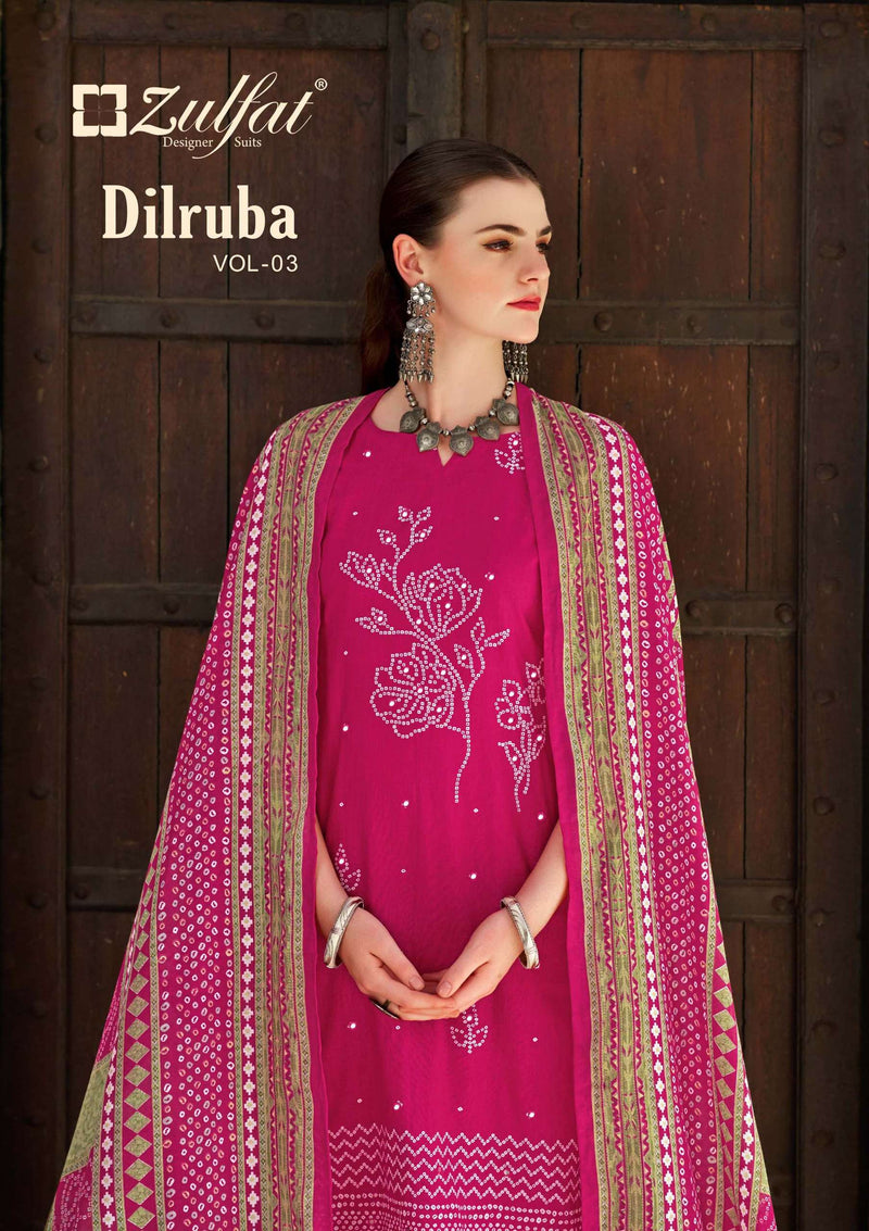 Zulfat Designer Suits Dilruba Vol 3 Cotton Designer Print Salwar Suit