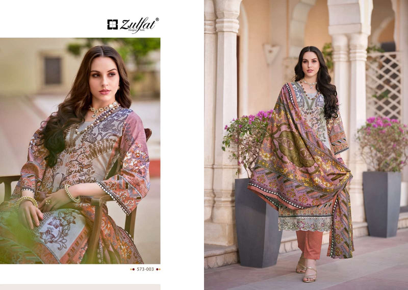 Zulfat Designer Suits Gulrez Vol 3 Cotton Heavy Daman Embroidery Work Salwar Suit