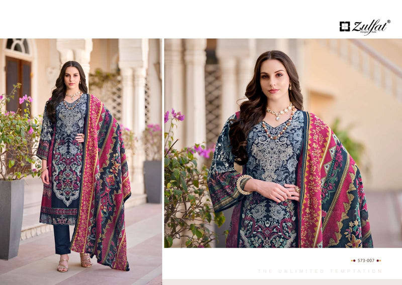 Zulfat Designer Suits Gulrez Vol 3 Cotton Heavy Daman Embroidery Work Salwar Suit