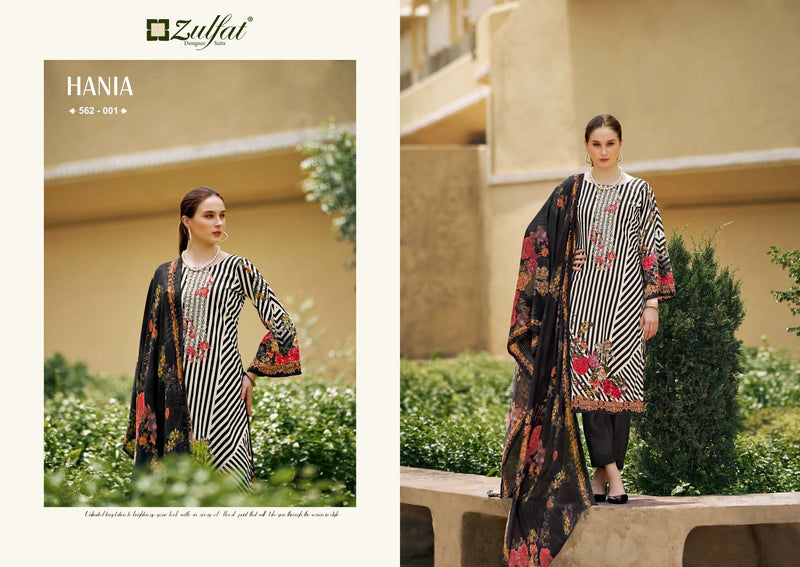 Zulfat Designer Suits Hania Cotton Designer Embroidery Work Unstitched Salwar Suit