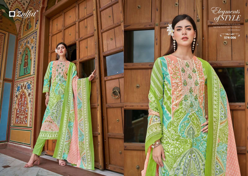 Zulfat Designer Suits Shabad Cotton Designer Print Embroidery Work Fancy Salwar Suit
