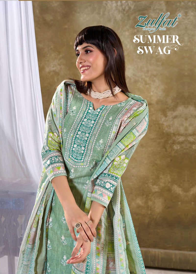 Zulfat Designer Suits Summer Swag Cotton Print Handwork Daily Wear Salwar Suit
