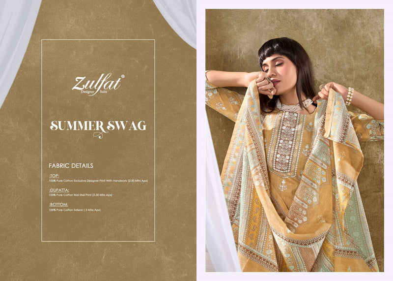 Zulfat Designer Suits Summer Swag Cotton Print Handwork Daily Wear Salwar Suit