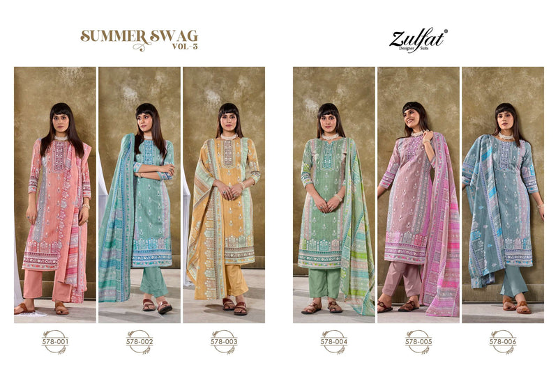 Zulfat Designer Suits Summer Swag Vol 3 Cotton Designer Print Salwar Suit