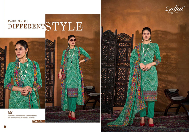 Zulfat Designer Studio Tania Vol 4  Cotton Exclusive Designer Print With Handwork Unstitched Salwar Suit