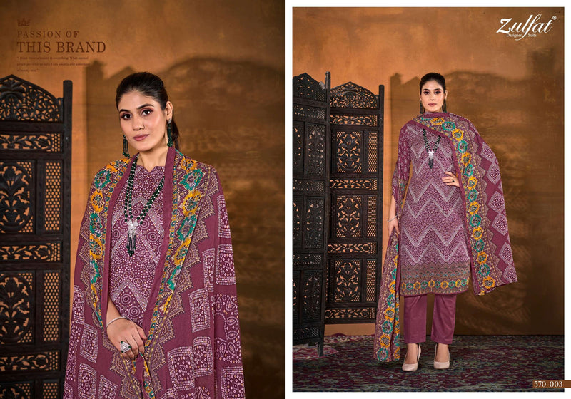 Zulfat Designer Studio Tania Vol 4  Cotton Exclusive Designer Print With Handwork Unstitched Salwar Suit