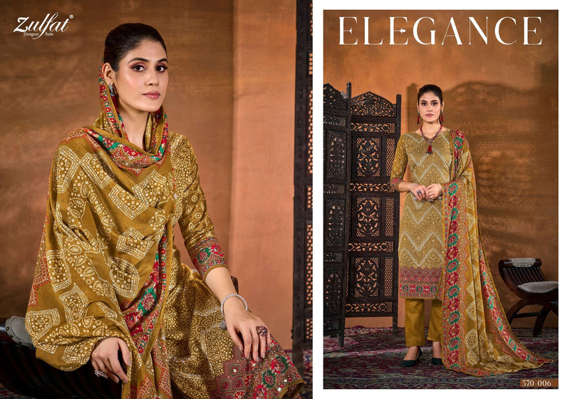 Zulfat Designer Studio Tania Vol 4  Cotton Exclusive Designer Print With Handwork Unstitched Salwar Suit