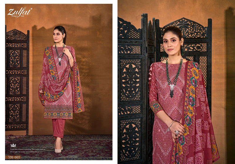 Zulfat Designer Studio Tania Vol 4  Cotton Exclusive Designer Print With Handwork Unstitched Salwar Suit