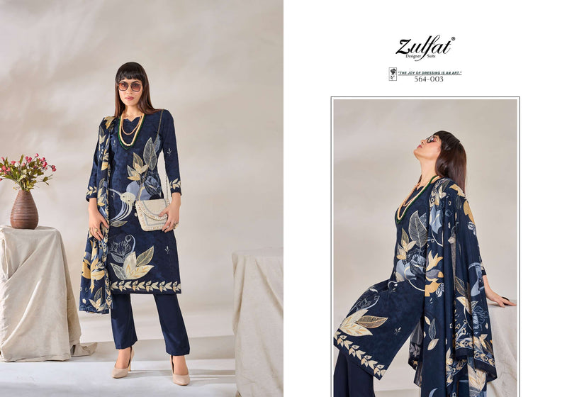 Zulfat Designer Suits Zahavi Viscose Rayon Designer Print Heavy Handwork Salwar Suit