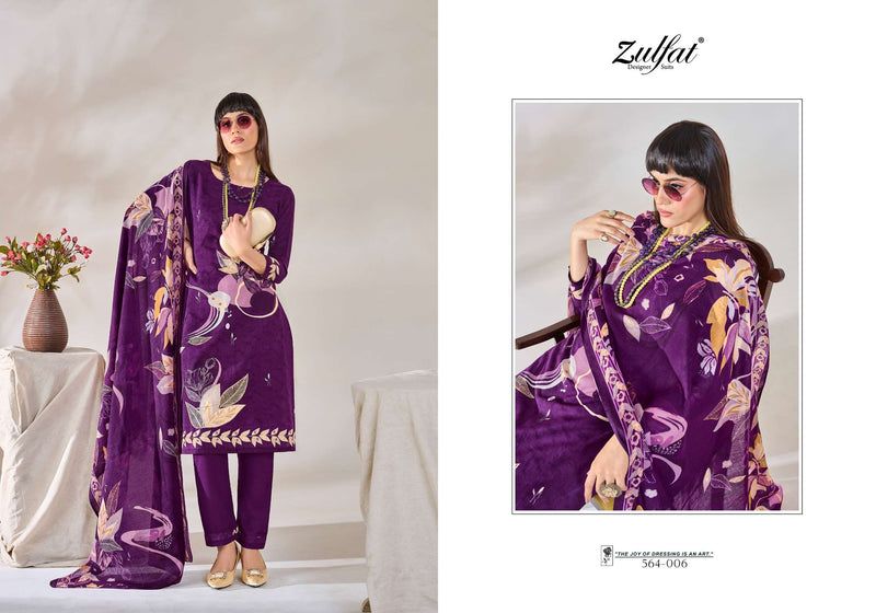 Zulfat Designer Suits Zahavi Viscose Rayon Designer Print Heavy Handwork Salwar Suit