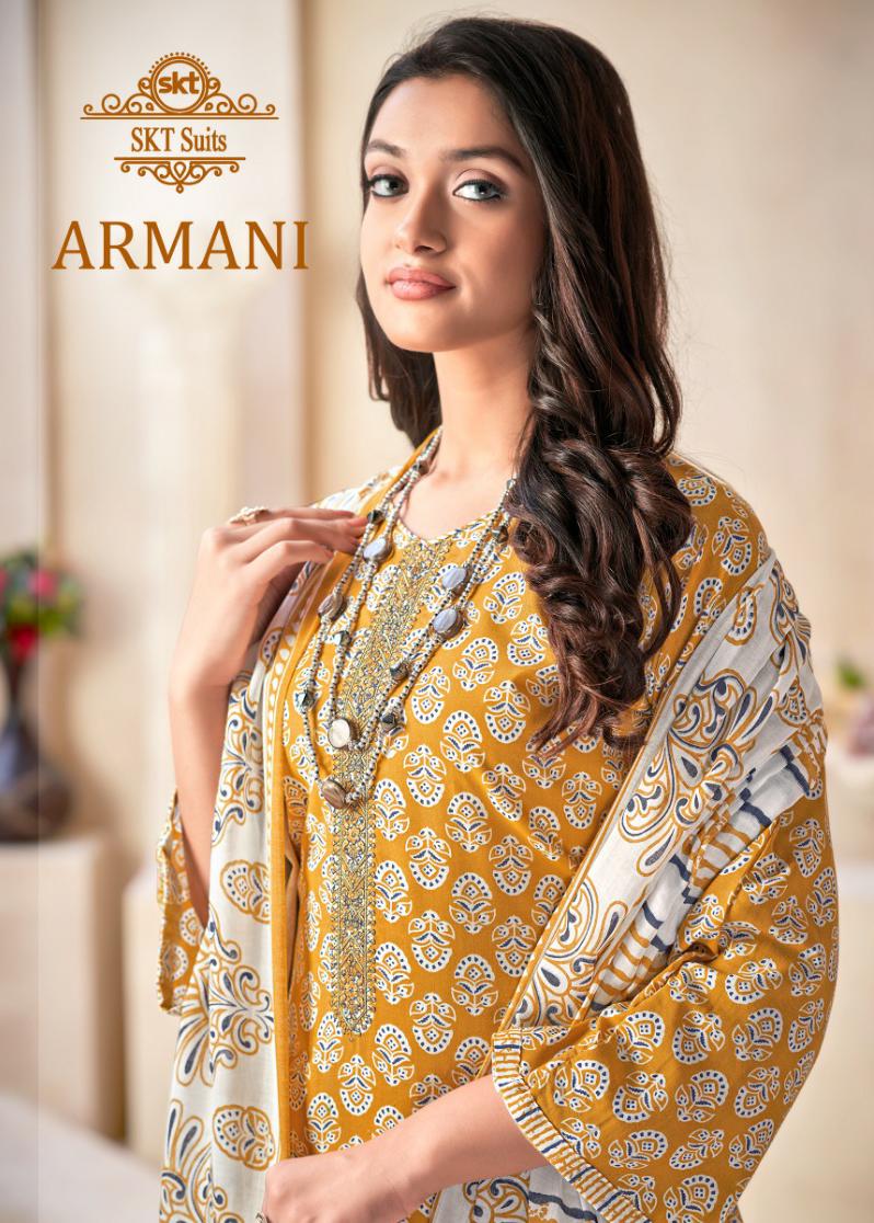 Skt Suits Armani Pure Cotton Digital Printed Embroidery Work Printed Fancy Designer Salwar Suit