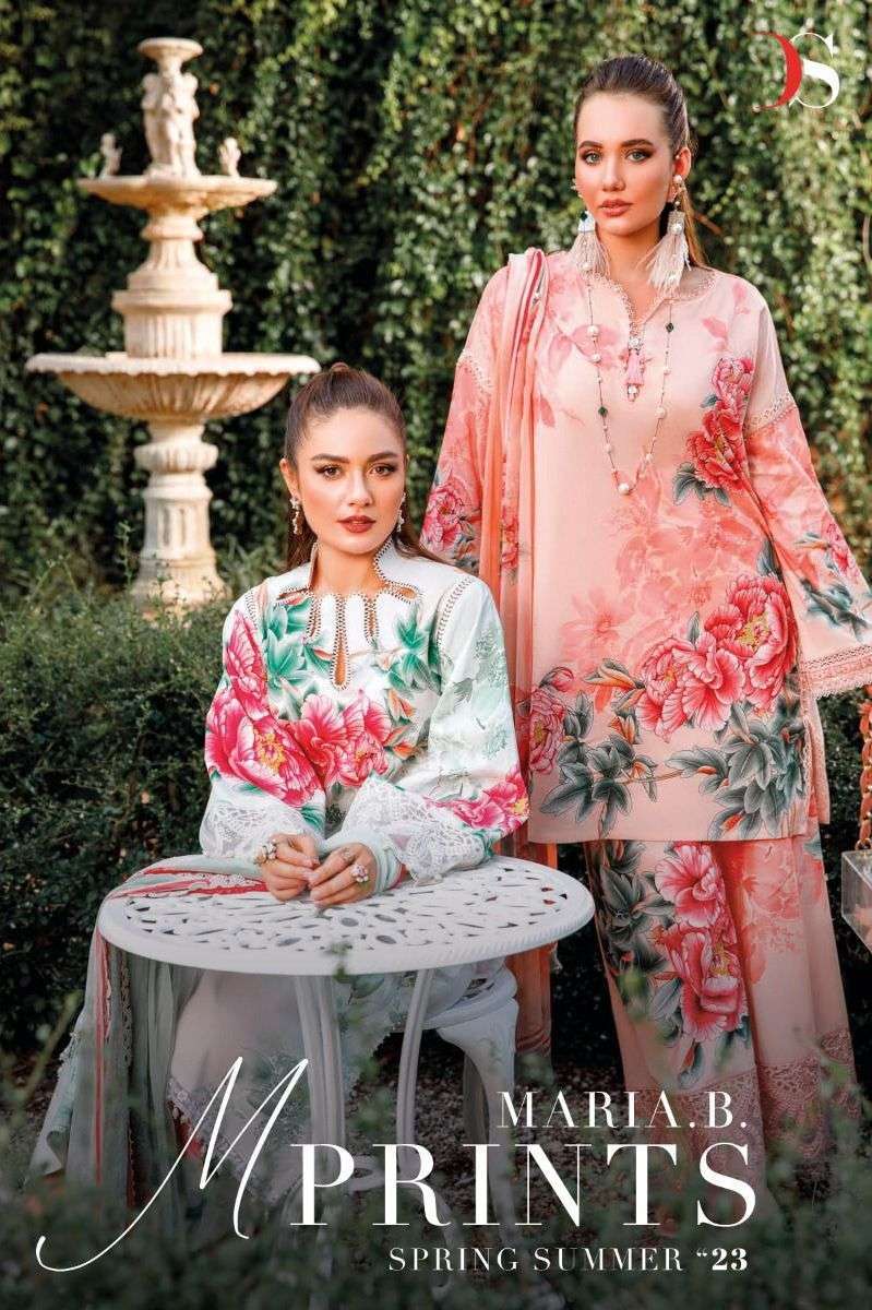 Deepsy Suits Maria B M Prints Spring Summer 23 Pure Cotton Various Patch Embroidery Work Fancy Partywear Designer Salwar Suits
