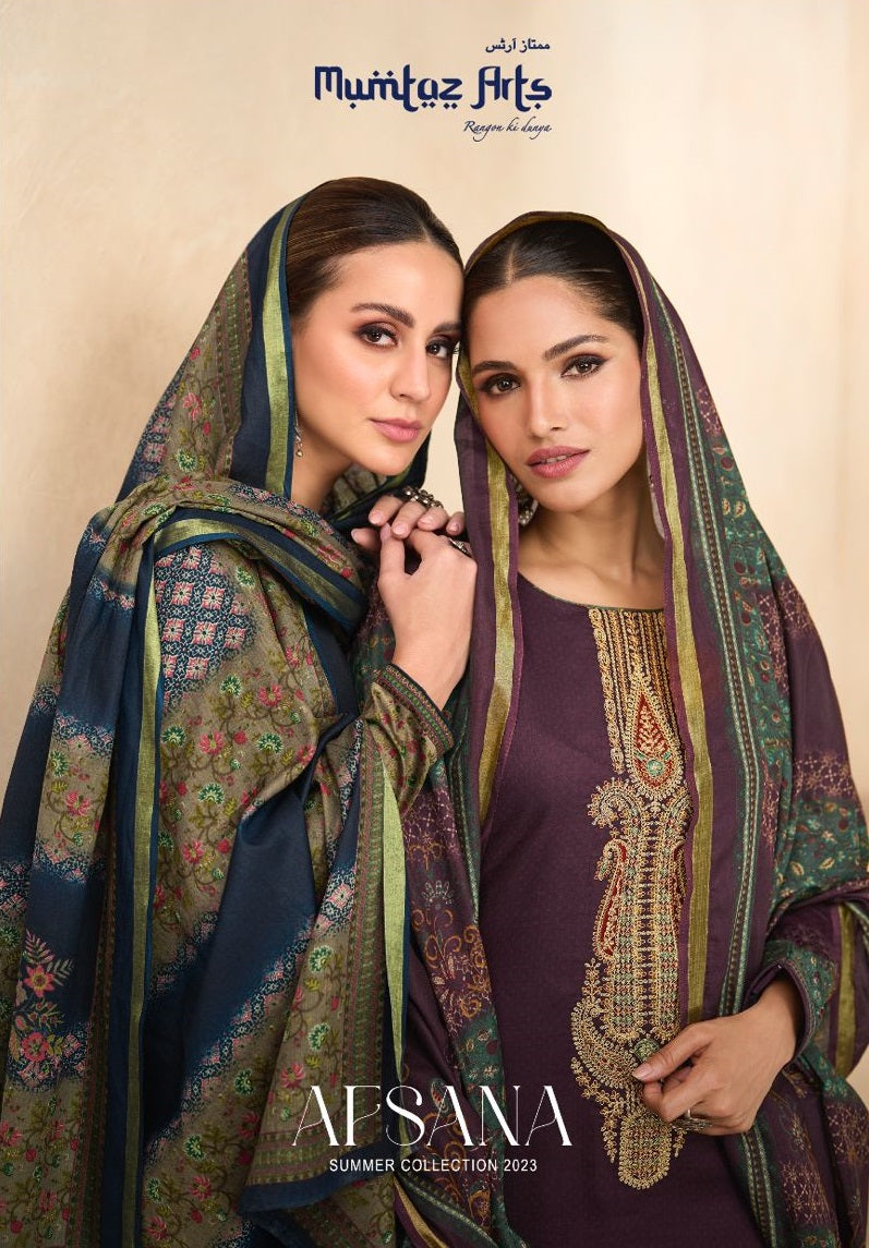 Mumtaz Arts Afsana Pure lawn Camric Digital Print With Heavy Embroidery Work Salwar Suit